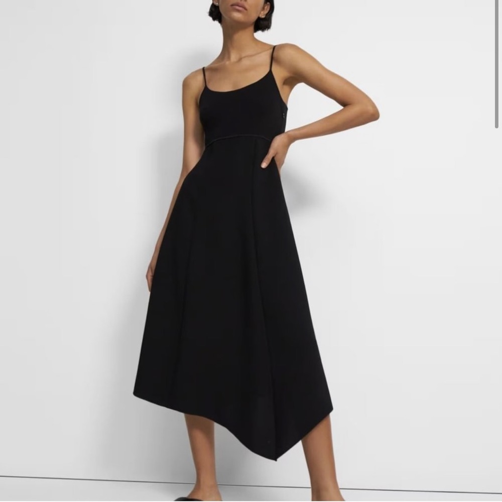 Theory Flared Crepe Slip Midi Dress - Picture 7 of 9